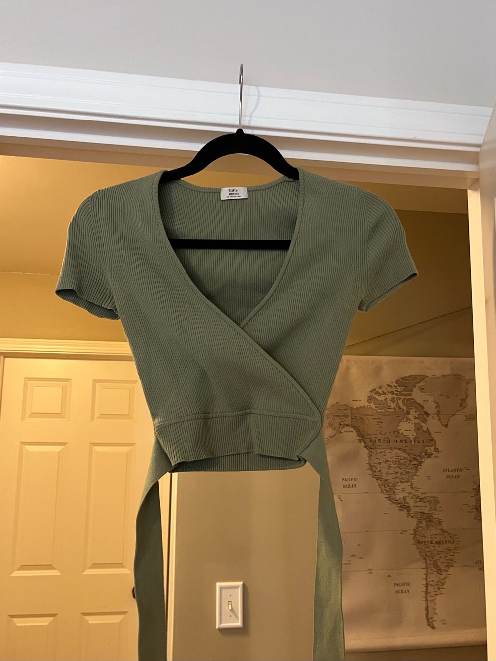 Brand New Little Moon green wrap crop top in XS